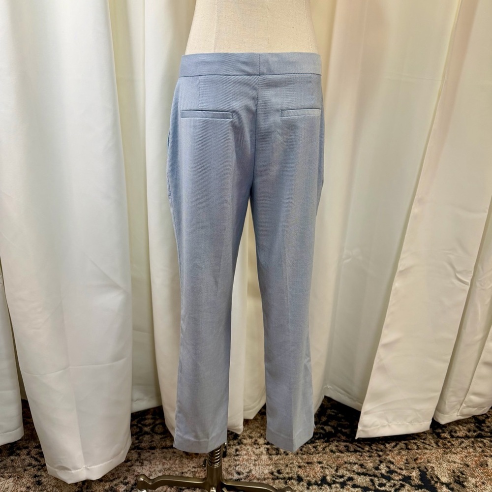 NWT Zara Light Blue Twill Cigarette Slim Leg Cropped Pants Size 4 - Picture 13 of 16